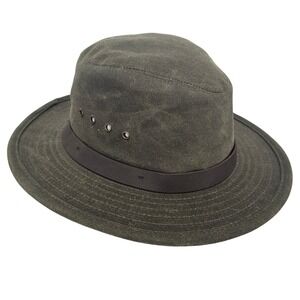 Filson Tin Cloth Bush Hat Otter Green Waxed Cotton Outdoor Fedora Small USA